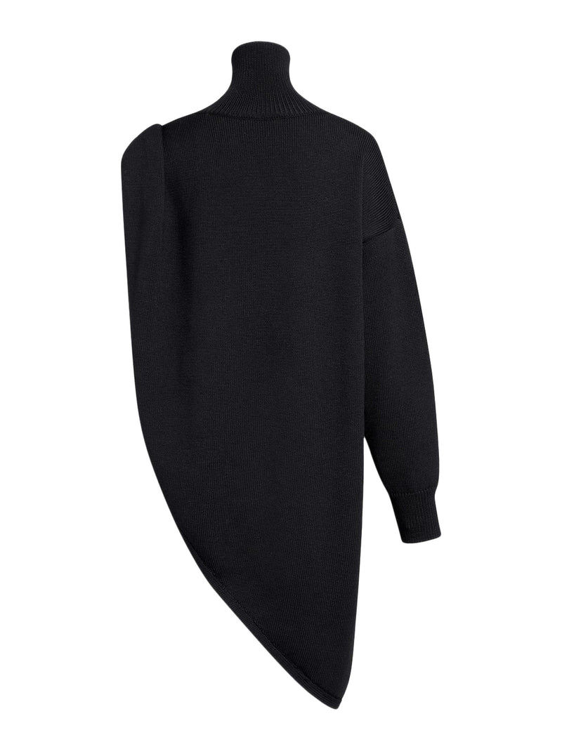 ASYMMETRICAL KNITTED CAPE PULLOVER