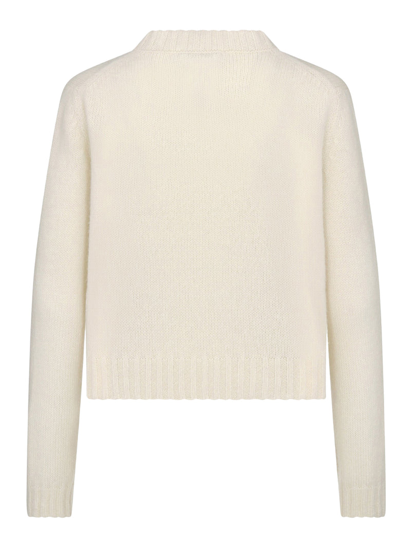 Ecru cashmere and silk sweater with blue Miss Dior Graffiti motif