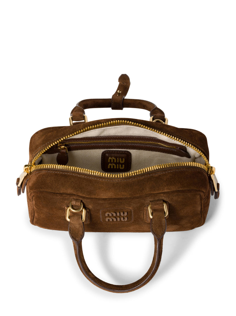 Arcadie suede leather satchel with padding