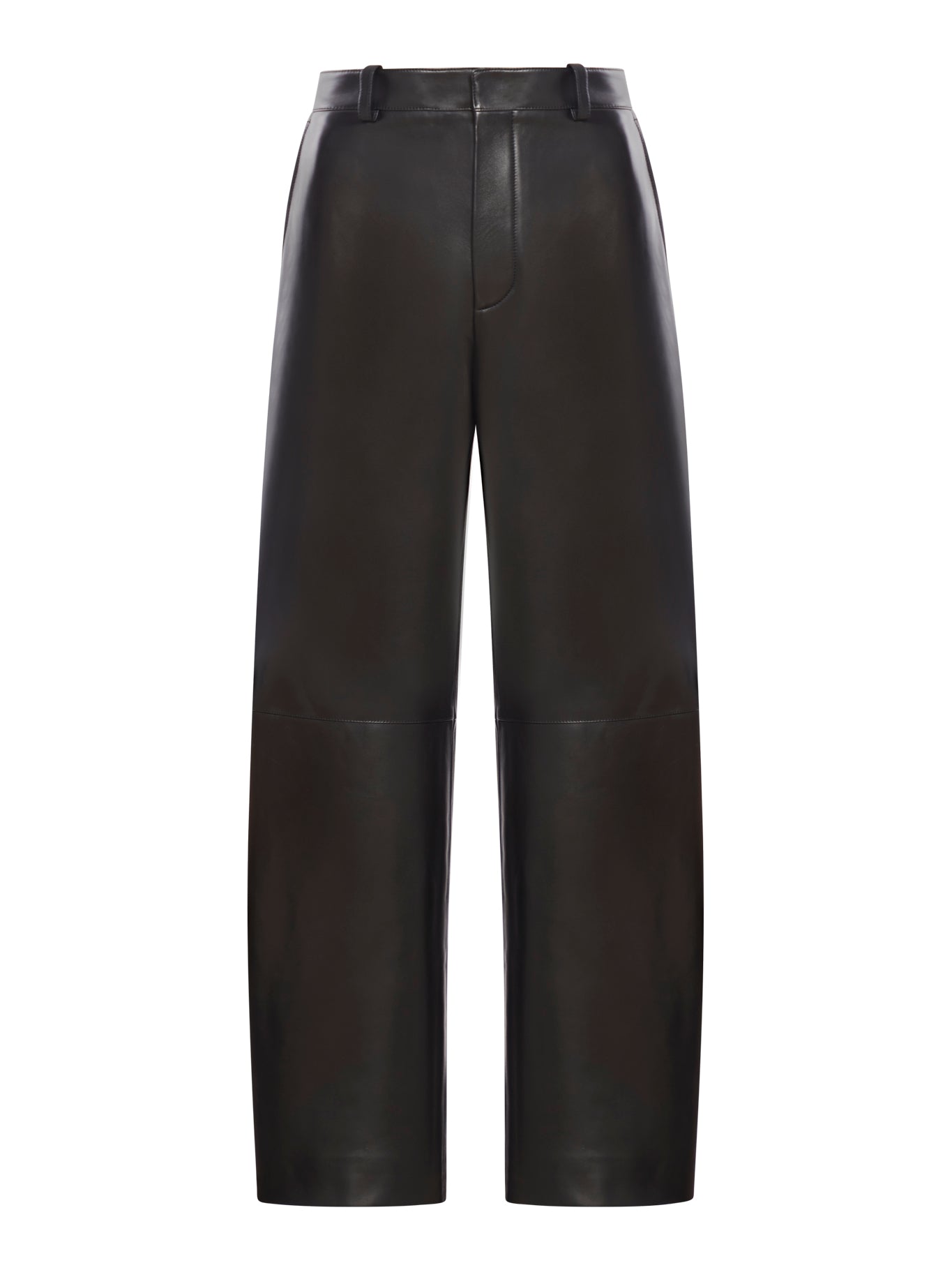 Leather trousers with rounded cut