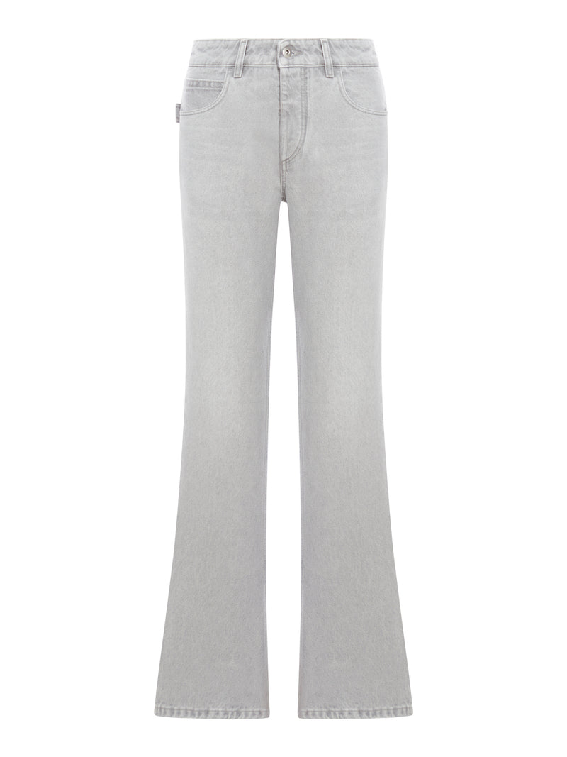 Light Grey Washed Flared Denim