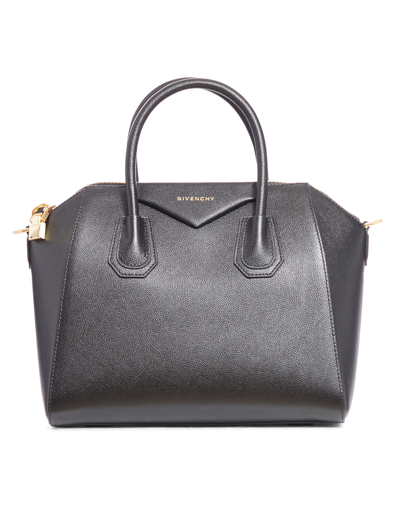 Small Antigona handbag in black leather
