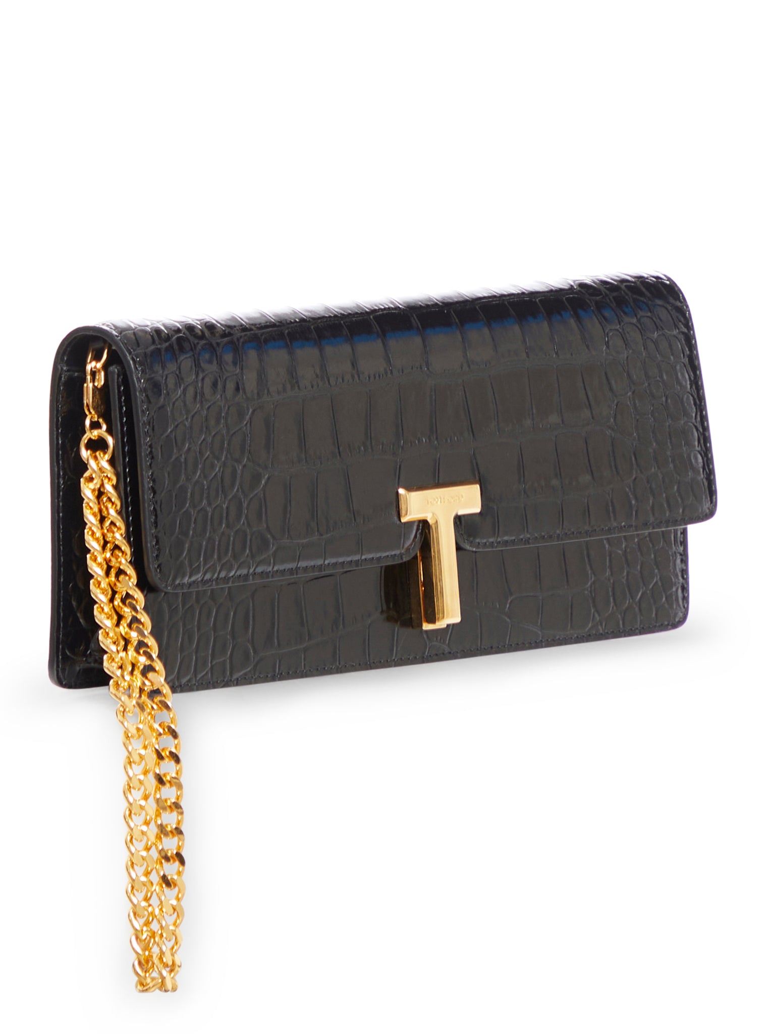 EMBOSSED CROCODILE LEATHER CLUTCH