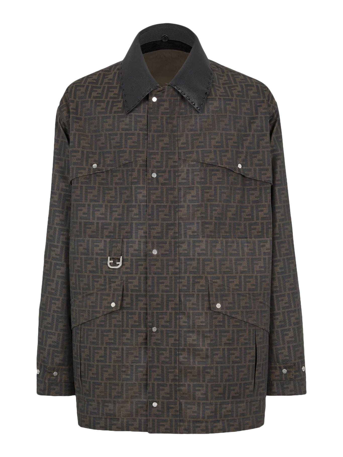 Blouson in brown waxed FF Jacquard