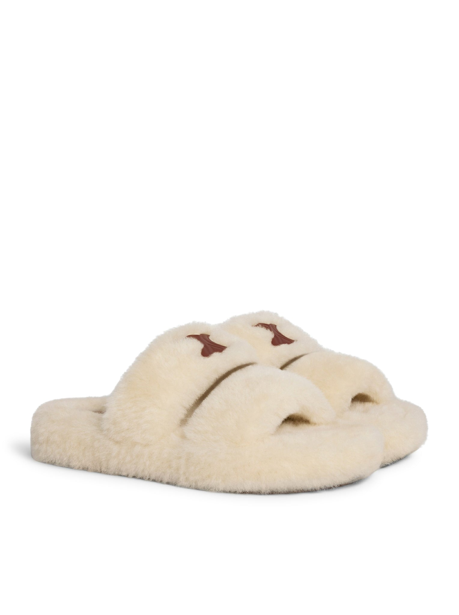 CELINE TRIOMPHE SHEARLING FUR SLIDES