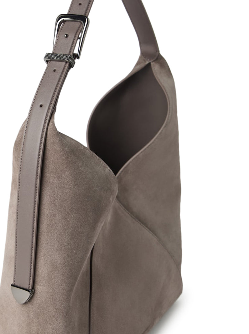 Suede calfskin hobo bag