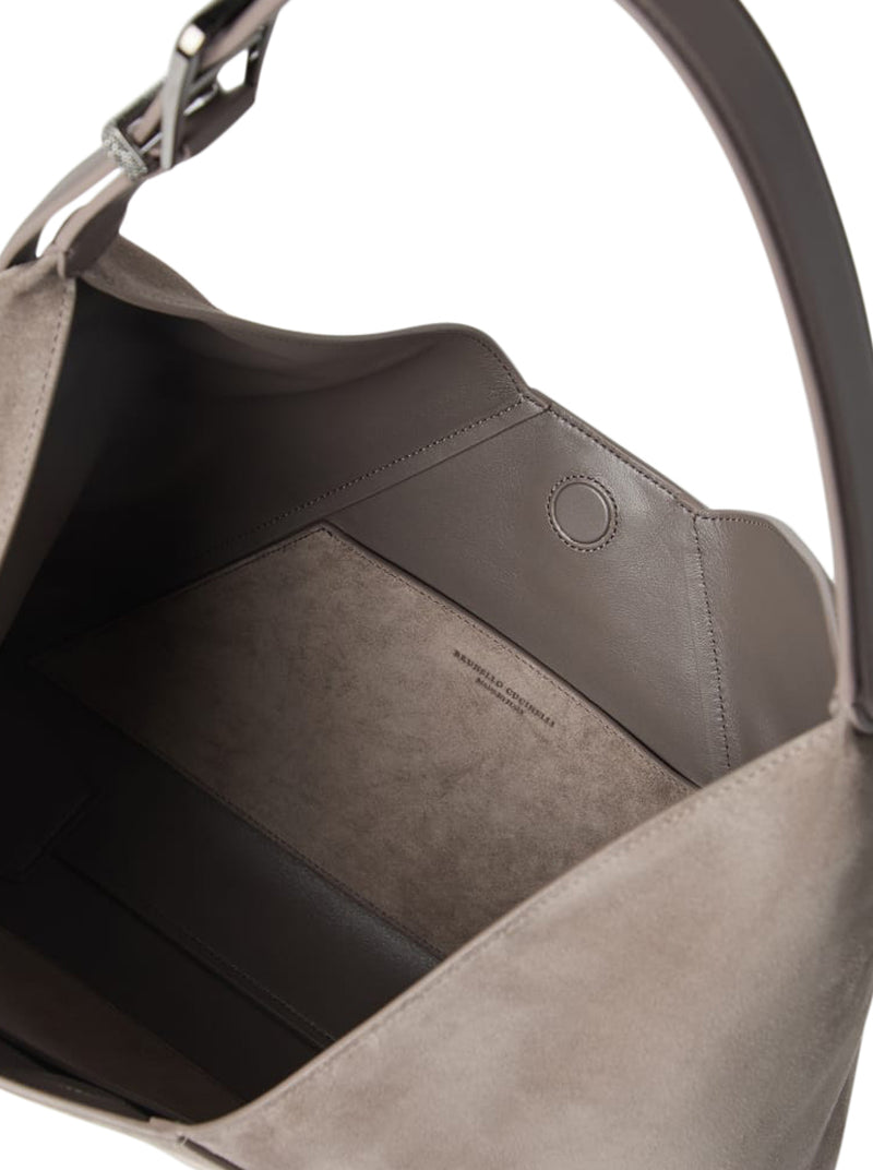 Suede calfskin hobo bag