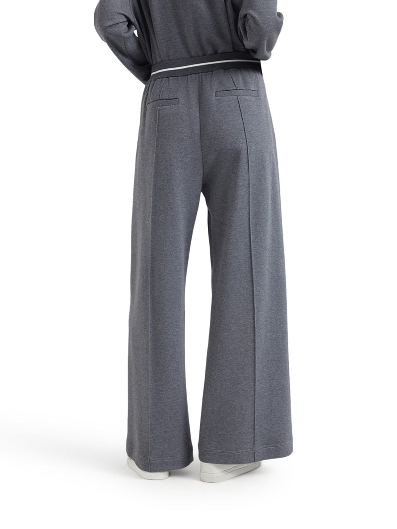 Loose trousers in techno cotton piqué