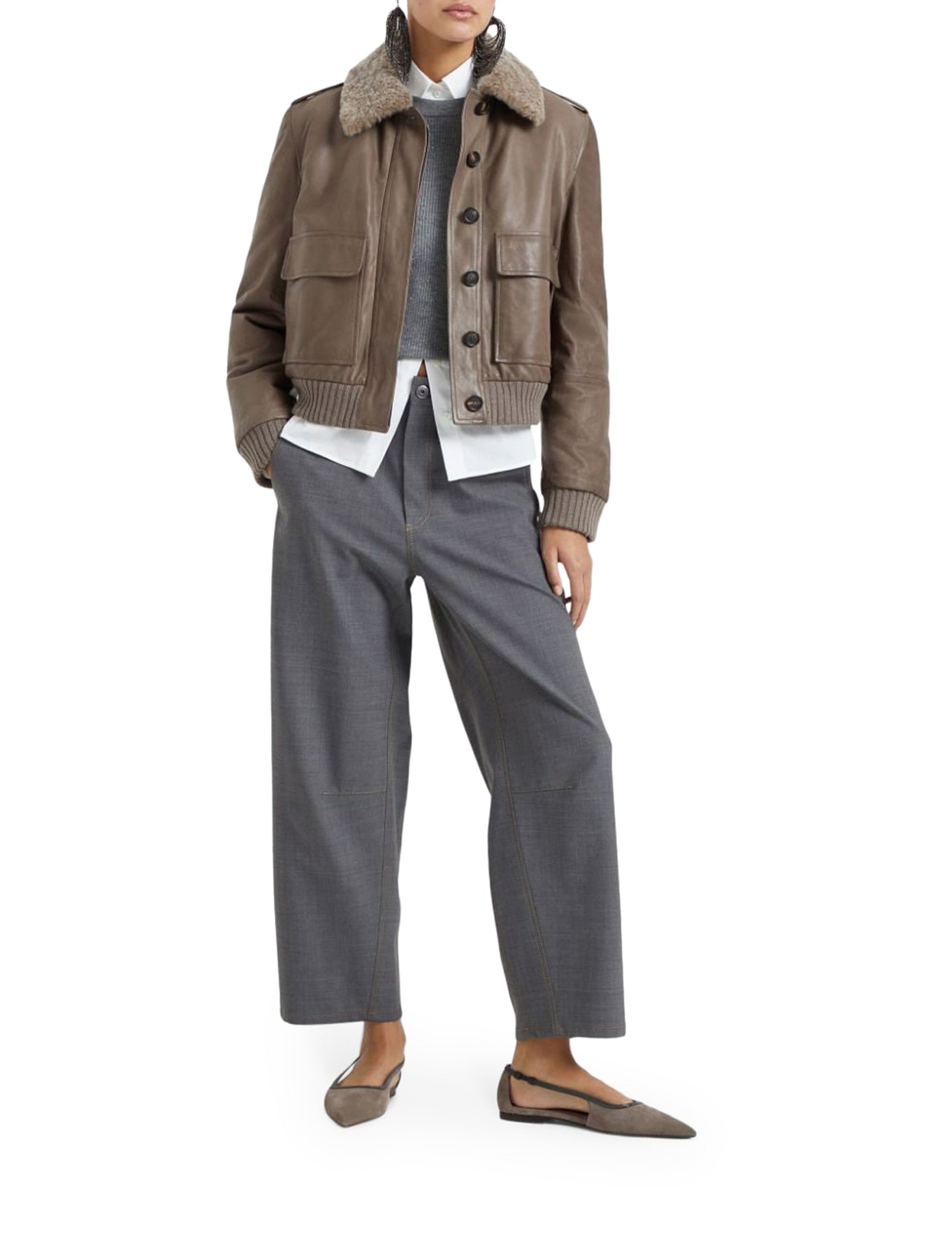 Mélange-effect trousers