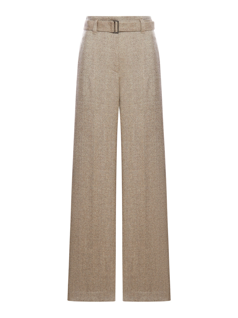 HERRINGBONE TROUSERS WITH PLEATS