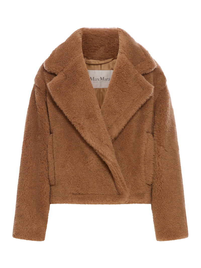 TEDDY BEAR ICON COAT CROP IN CAMEL