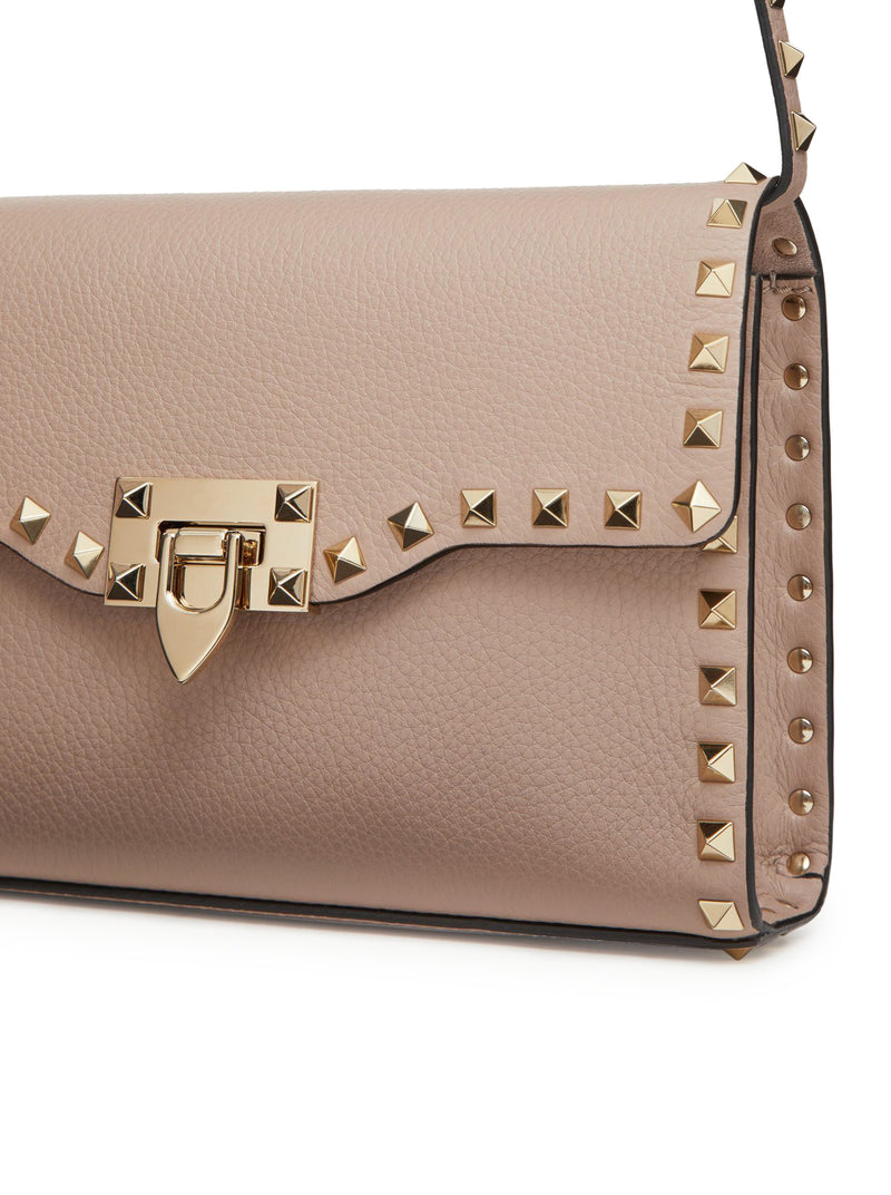 SMALL ROCKSTUD CROSSBODY BAG IN GARNET CALFSKIN