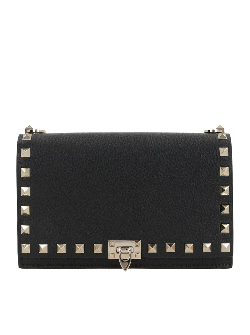 POUCH WITH ROCKSTUD CHAIN IN GRAINED CALFSKIN