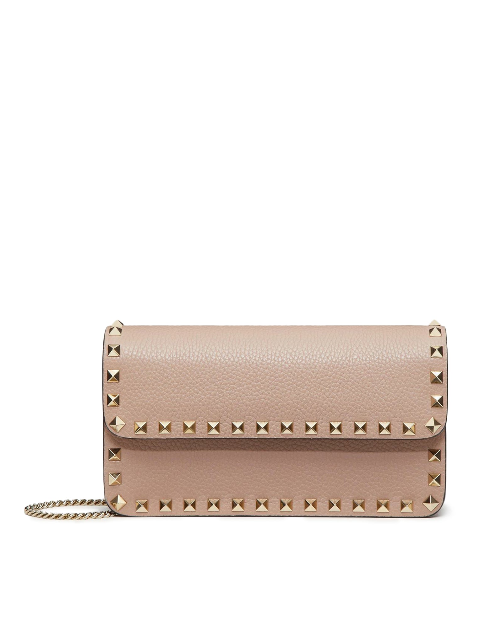 ROCKSTUD CHAIN ??POUCH IN GARNET CALFSKIN