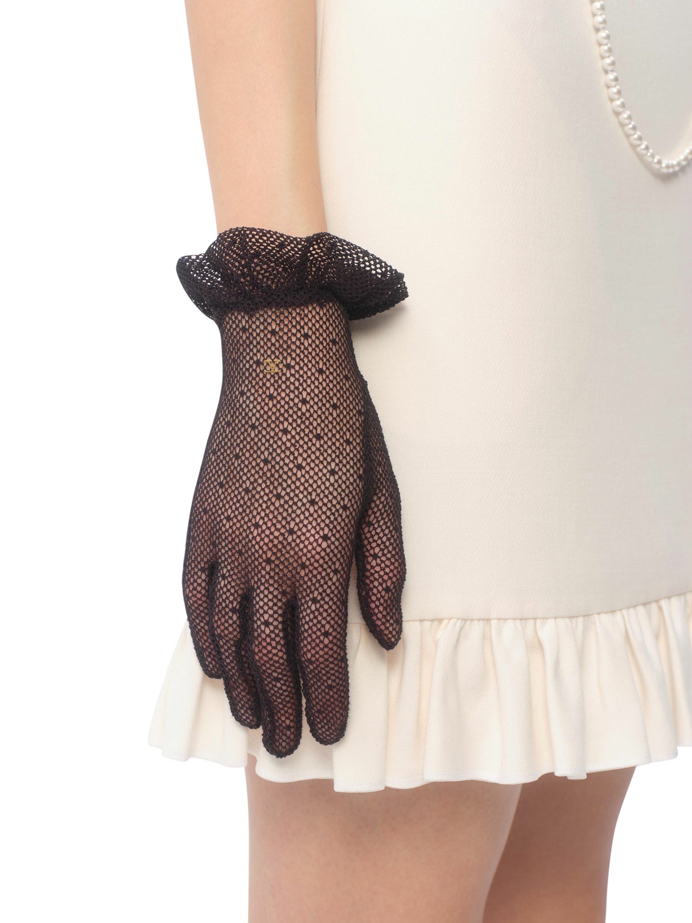 VLOGO SIGNATURE GLOVES IN COTTON AND TULLE