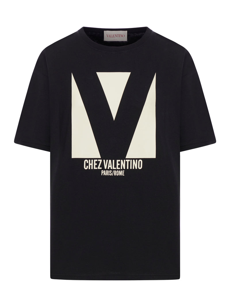 CHEZ VALENTINO PRINT COTTON JERSEY T-SHIRT