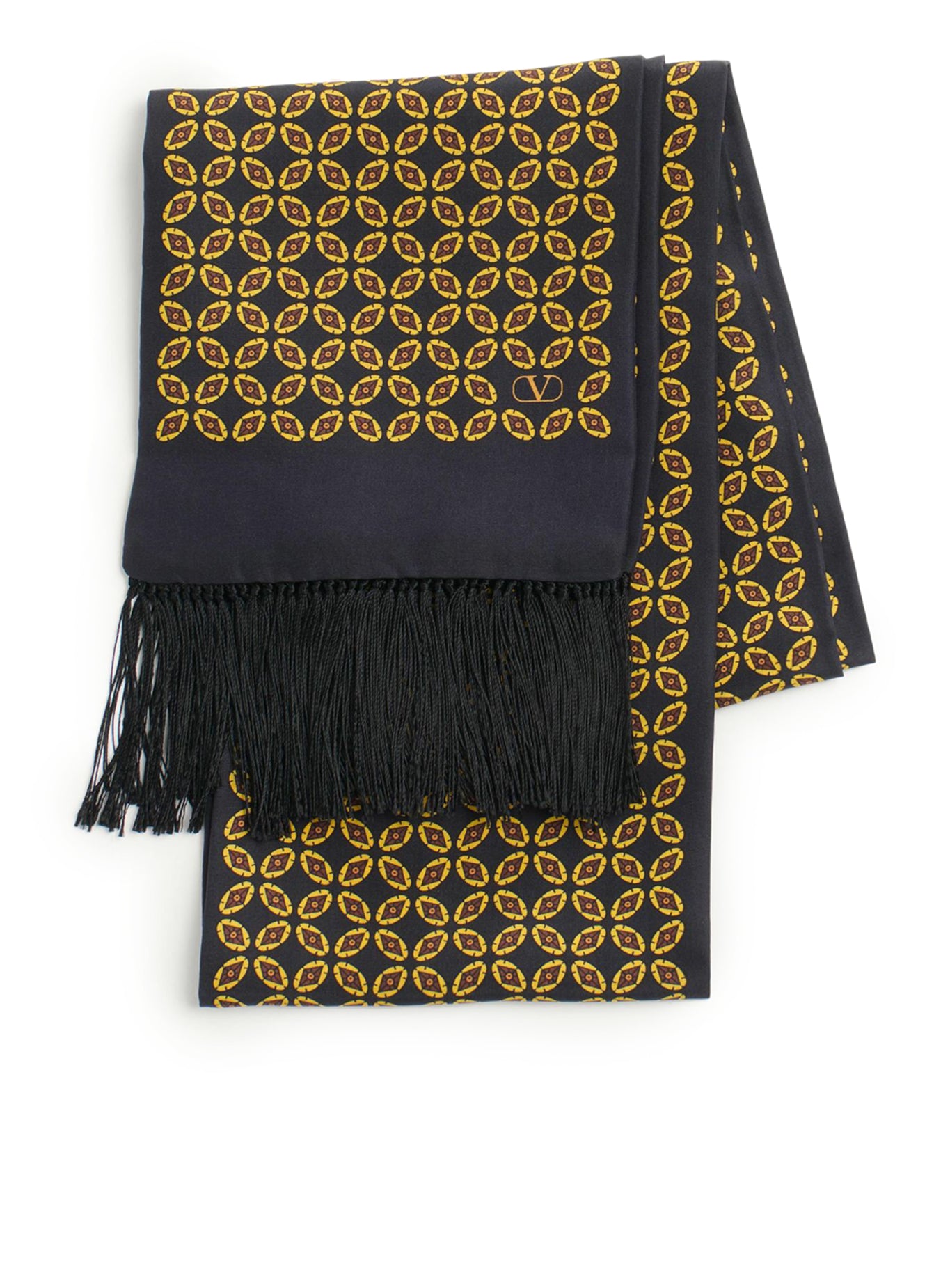 CHAMBER SILK BANDEAU SCARF WITH FRINGE