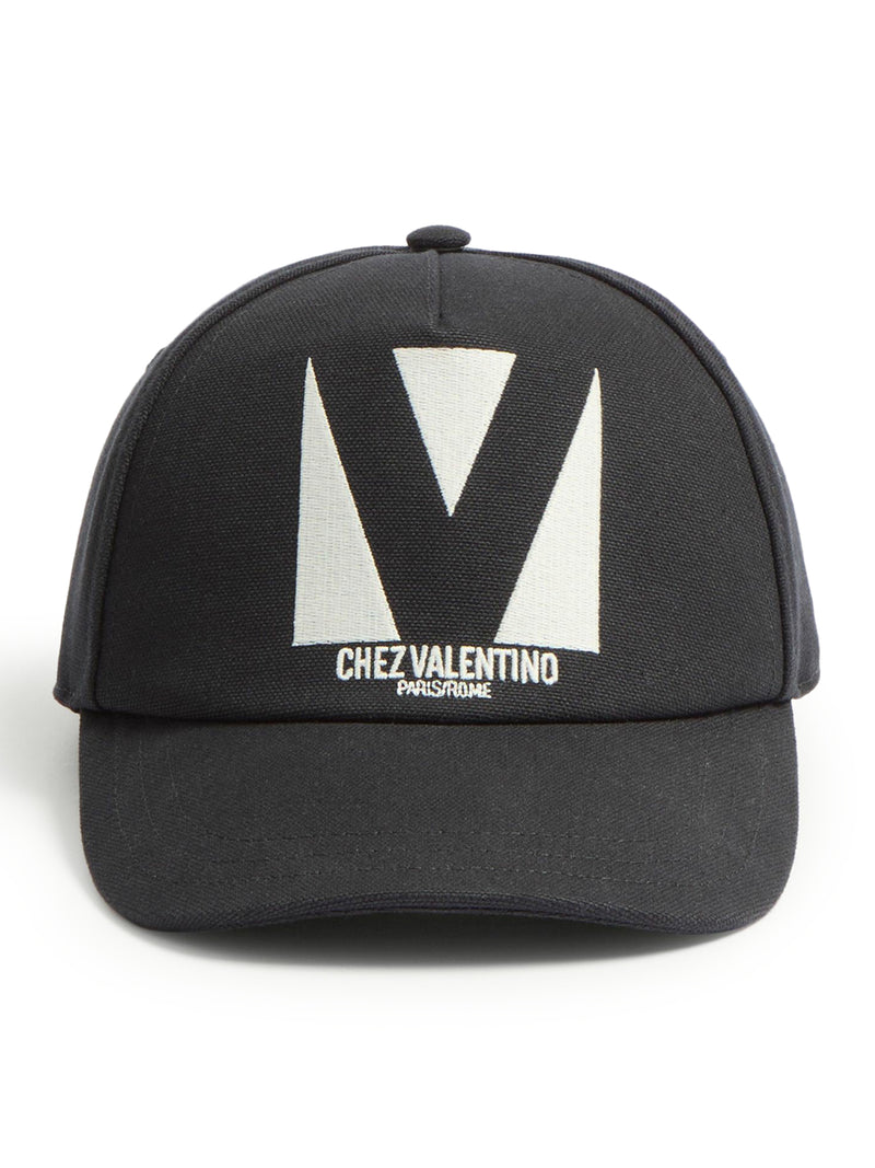 CHEZ VALENTINO COTTON BASEBALL CAP WITH EMBROIDERY