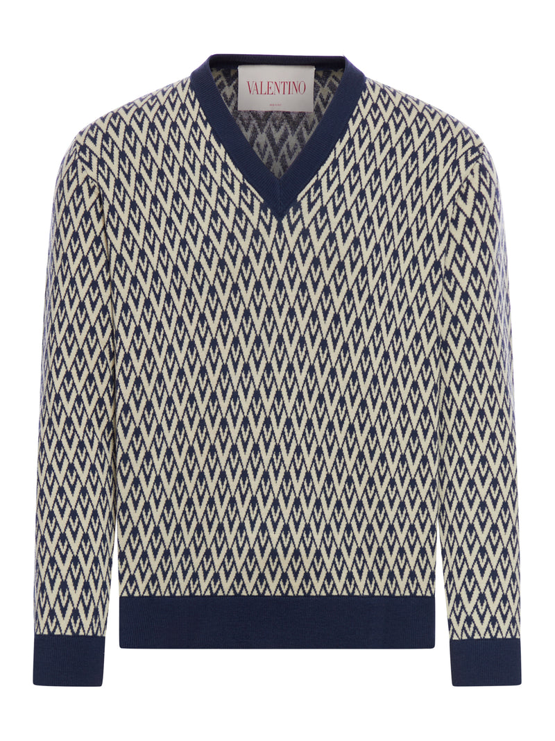 WOOL SWEATER WITH JACQUARD PATTERN TOUTE LA V