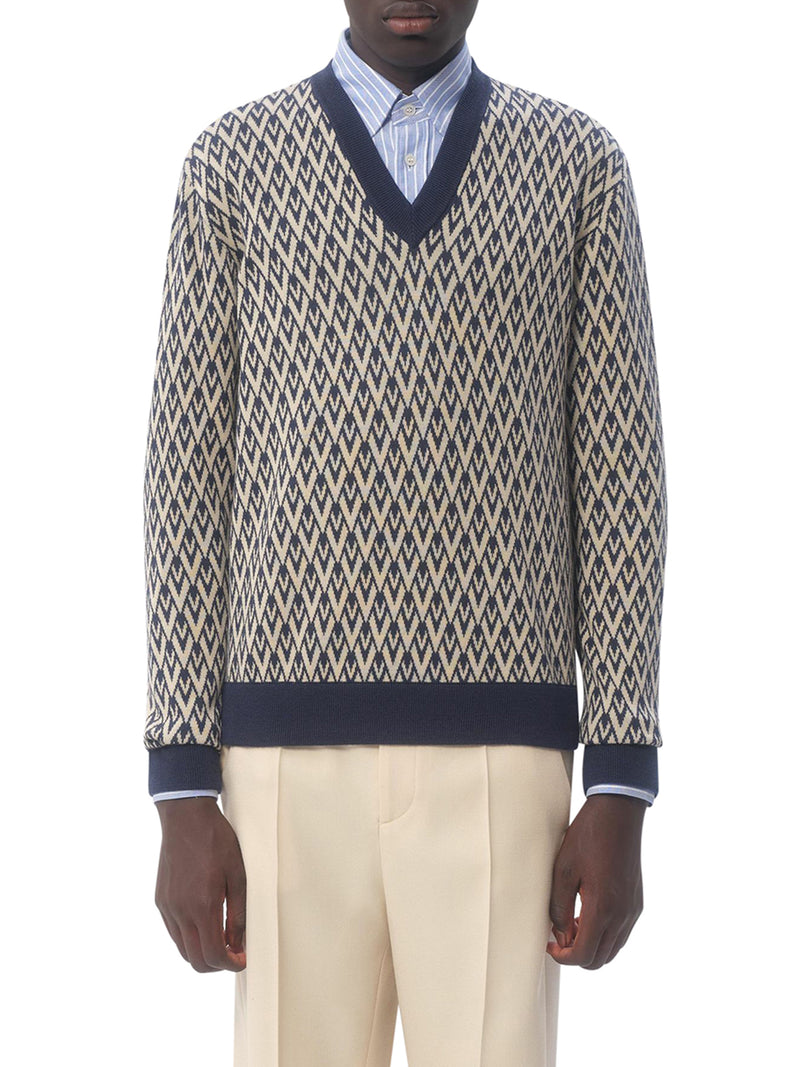 WOOL SWEATER WITH JACQUARD PATTERN TOUTE LA V