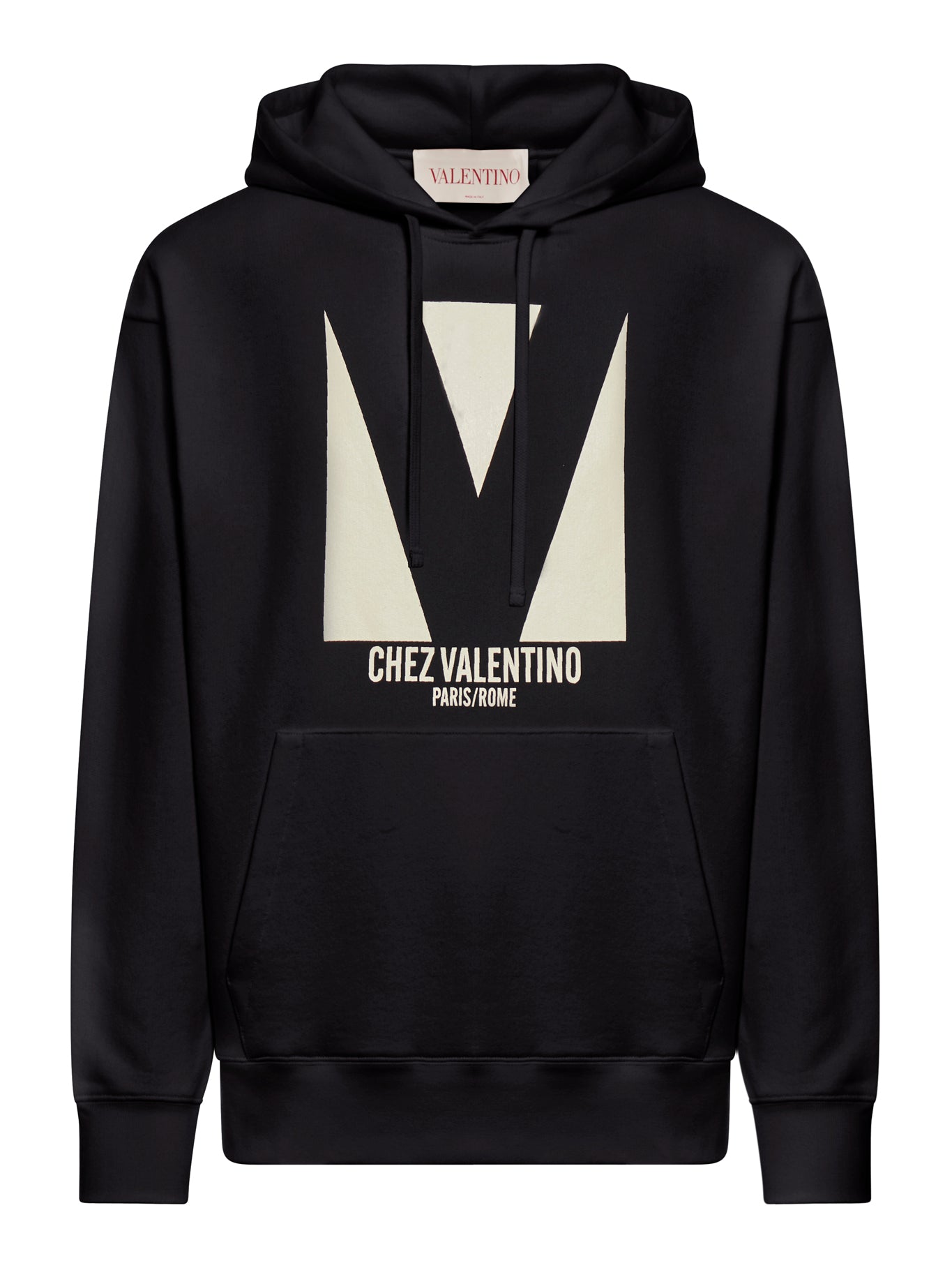 COTTON HOODIE WITH CHEZ VALENTINO PRINT