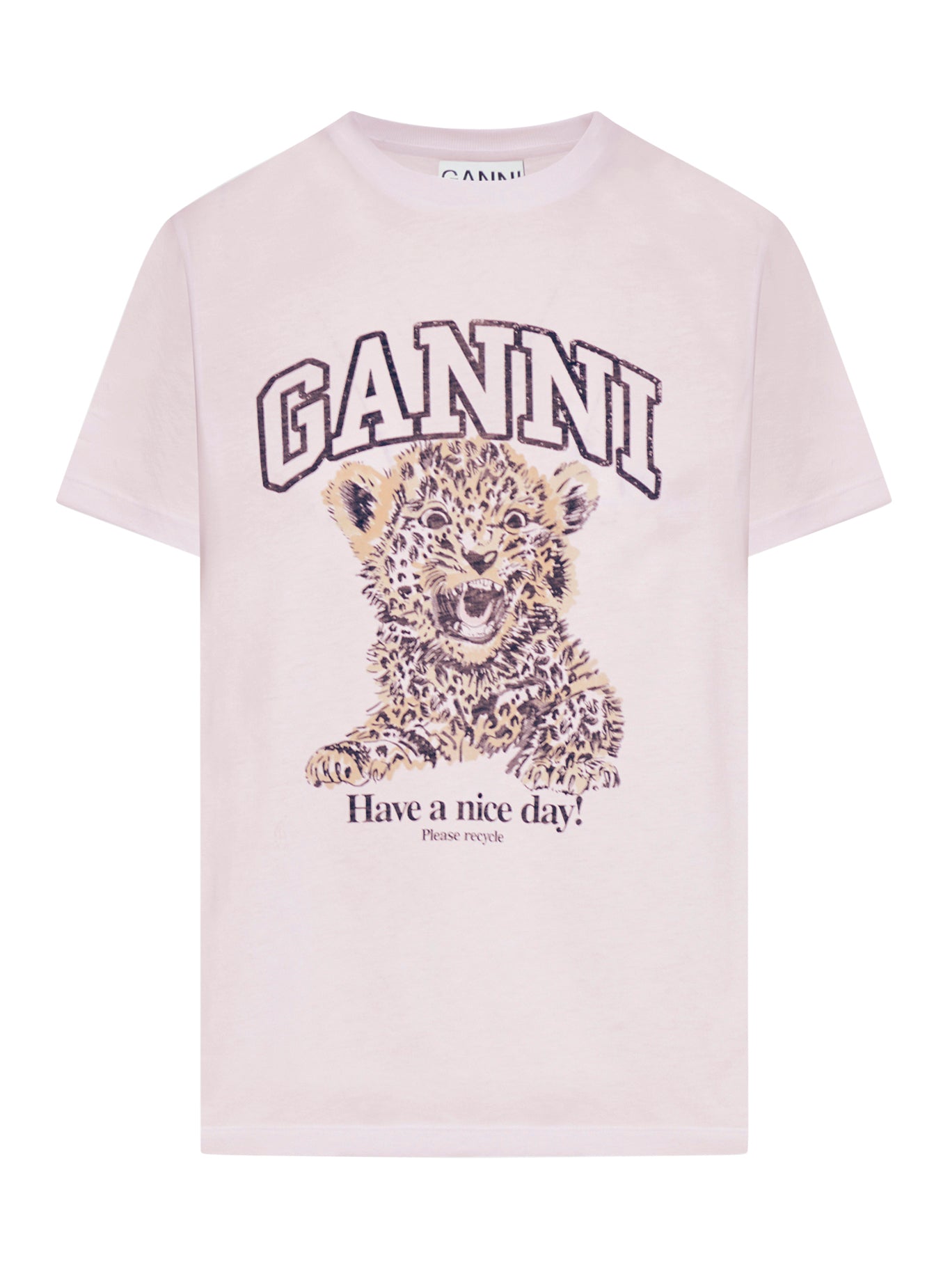 WHITE BASIC JERSEY LEOPARD RELAXED T-SHIRT