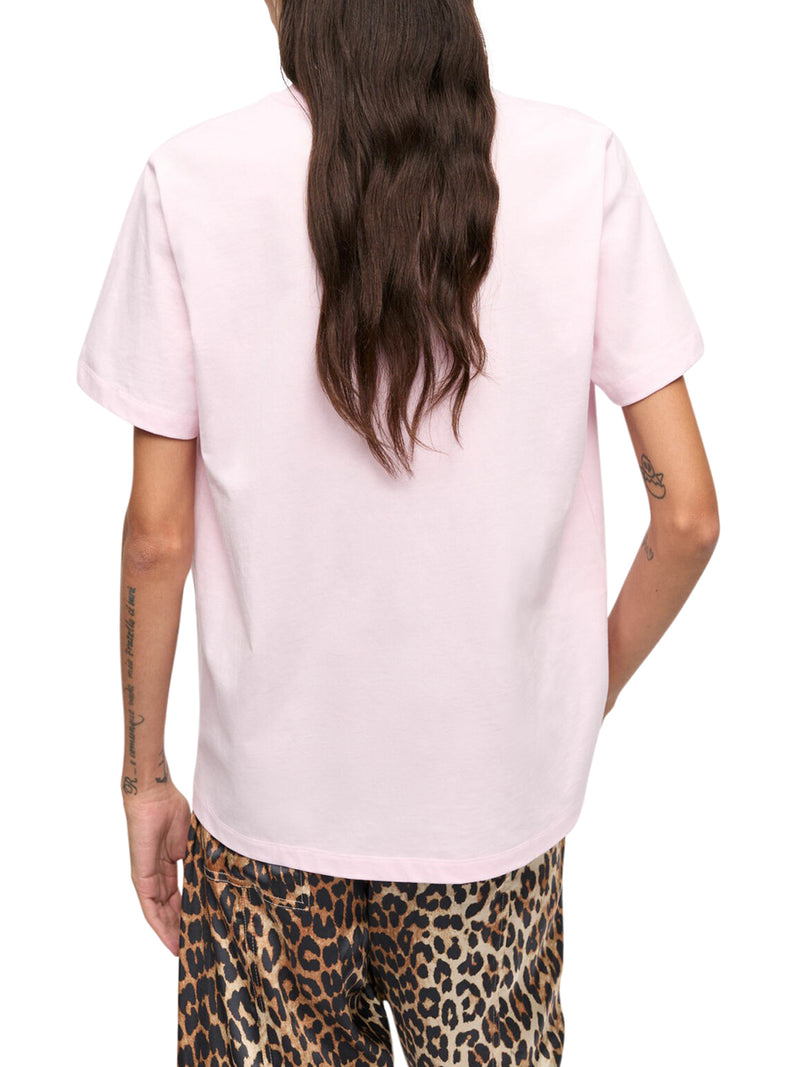 WHITE BASIC JERSEY LEOPARD RELAXED T-SHIRT