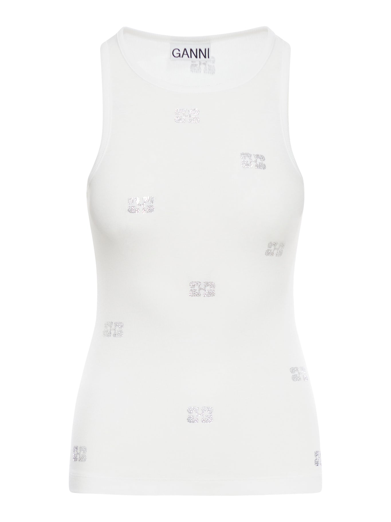 WHITE RHINESTONE BUTTERFLY TANK TOP