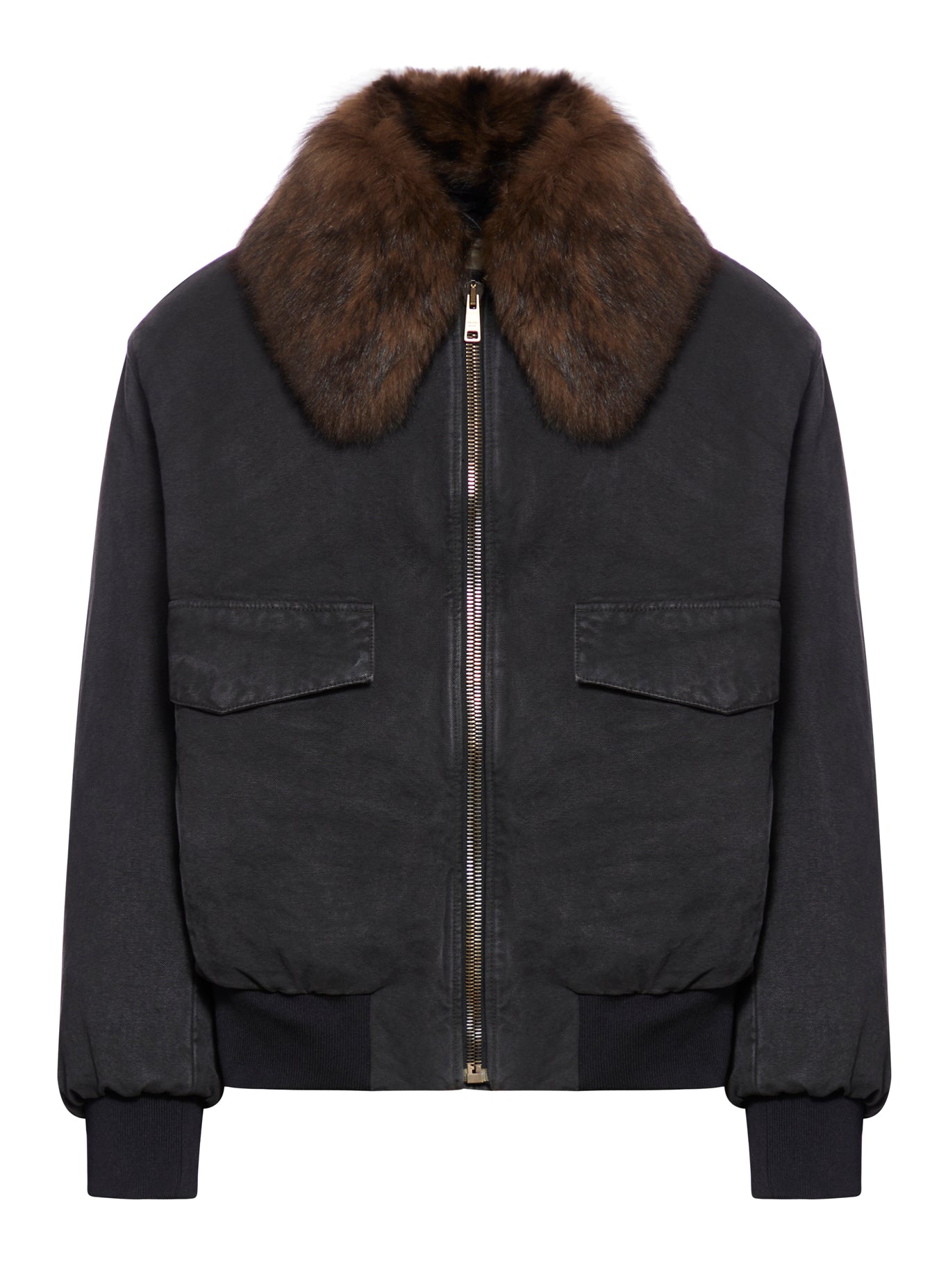 Cotton blouson with shearling collar