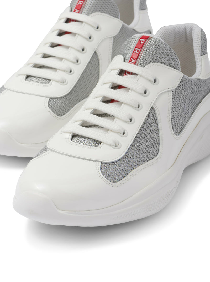 PRADA AMERICA`S CUP PATENT LEATHER AND BIKE FABRIC SNEAKERS