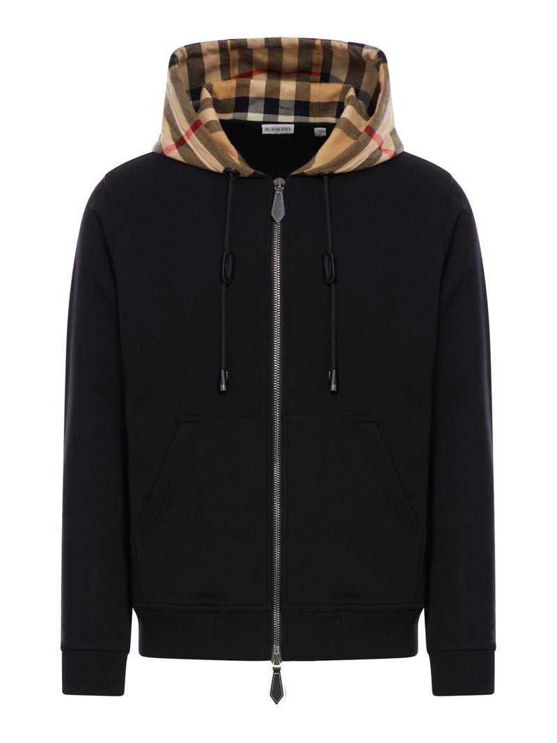 COTTON SWEATSHIRT WITH ZIP AND HOOD