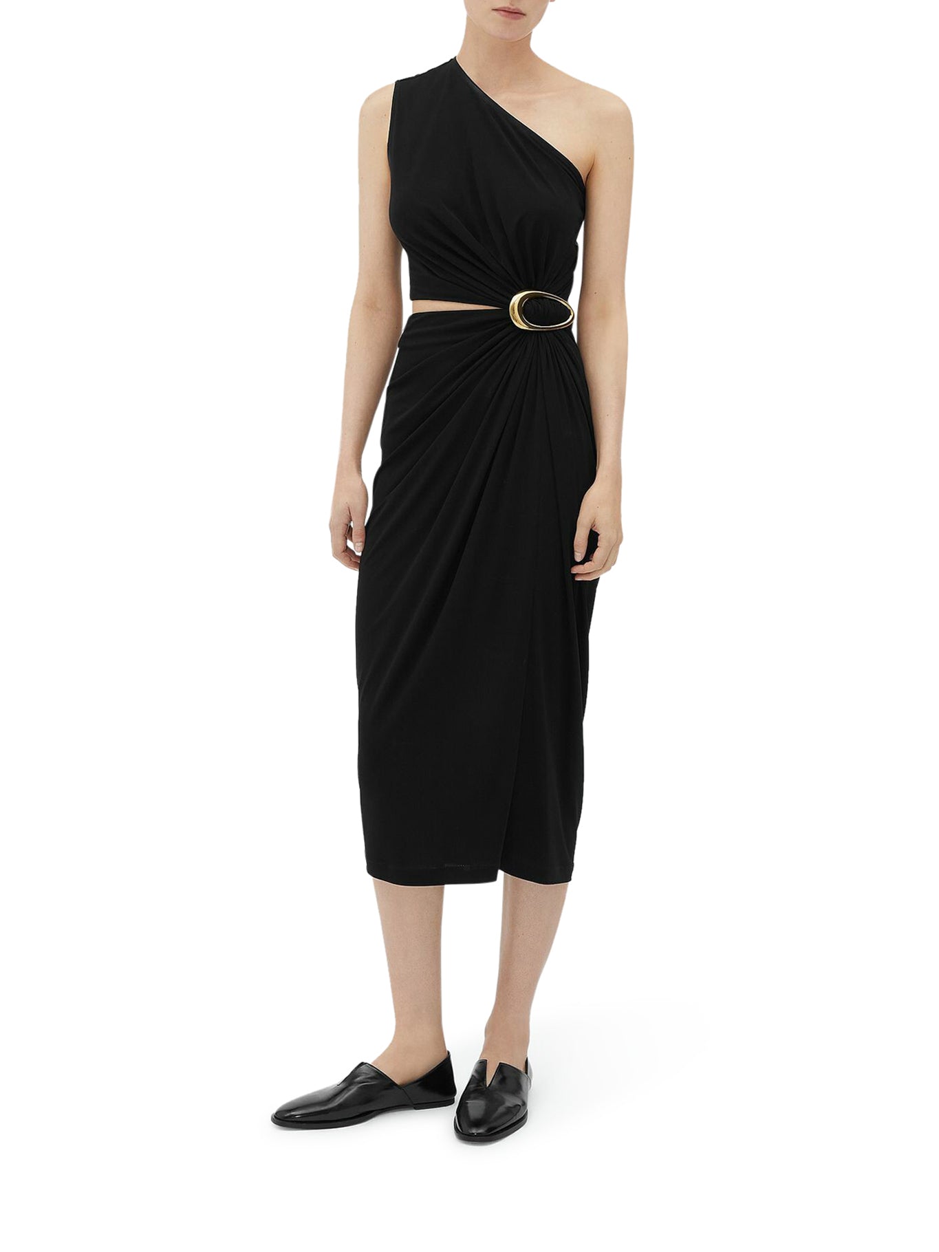 CREPE EFFECT VISCOSE JERSEY DRESS