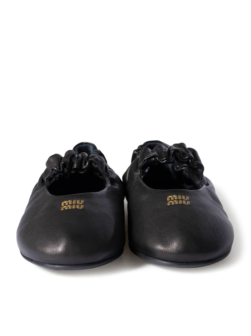 LEATHER BALLERINAS WITH LOGO