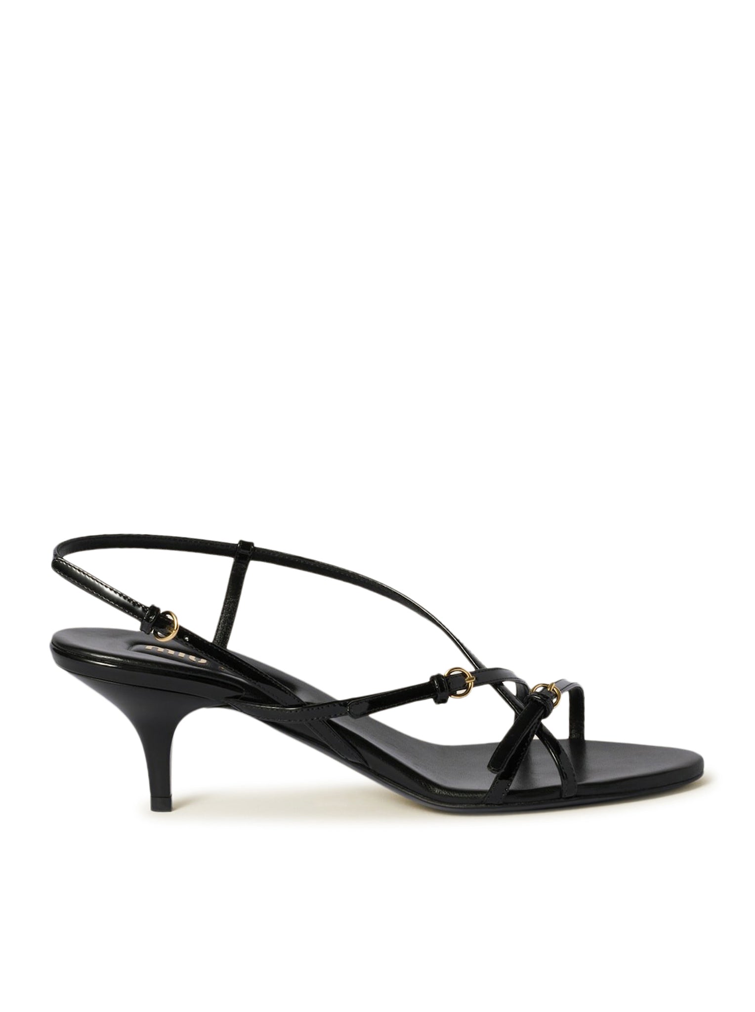 Patent leather sandals with buckles