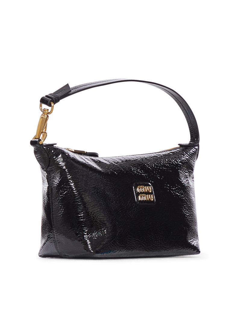 PATENT LEATHER HANDBAG WITH MIU MIU LOGO