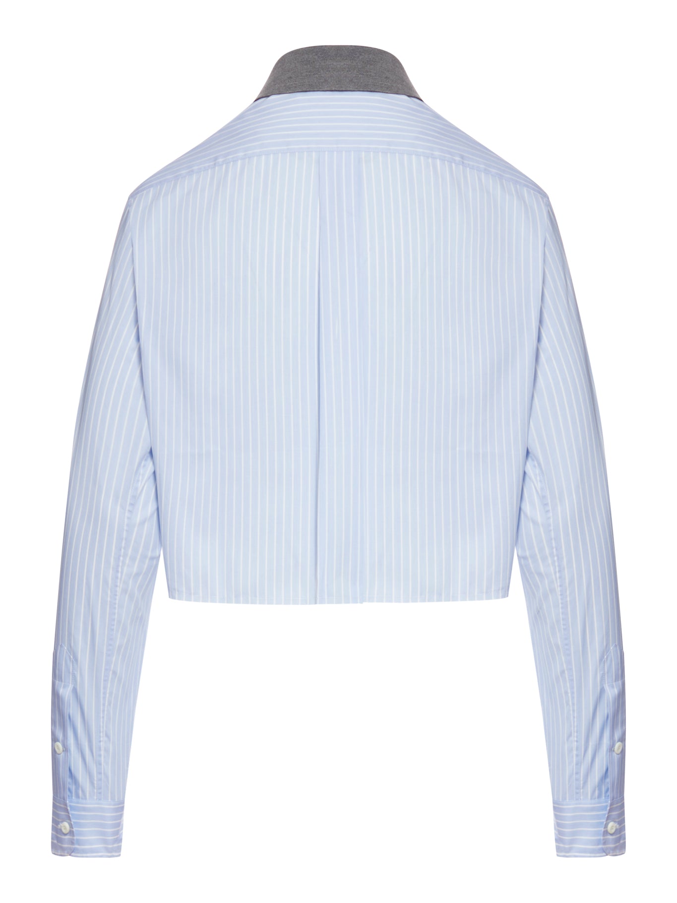 STRIPED COTTON SHIRT WITH CONTRAST COLLAR