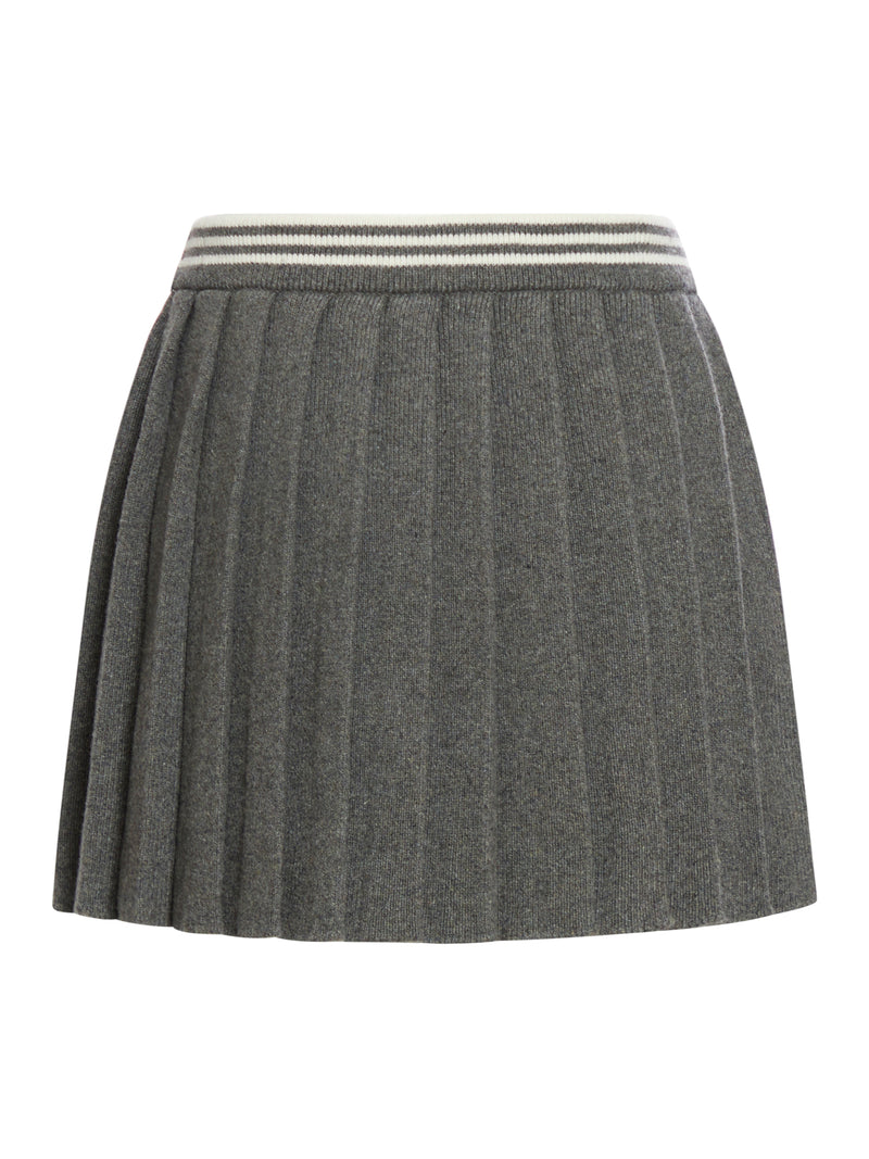 PLEATED WOOL AND CASHMERE SKIRT