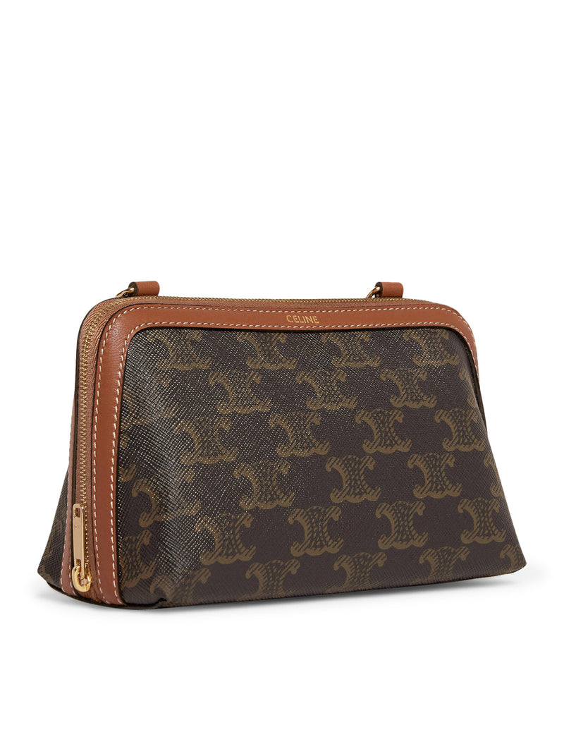 TRIOMPHE CANVAS AND LAMBSKIN CLUTCH WITH CHAIN