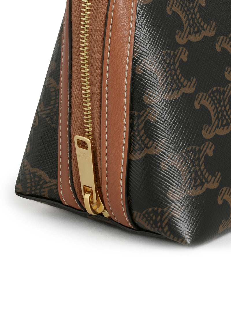 TRIOMPHE CANVAS AND LAMBSKIN CLUTCH WITH CHAIN