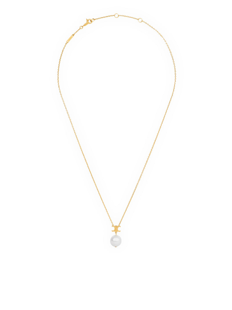 LES PERLES CELINE NECKLACE IN RESIN PEARLS AND BRASS WITH GOLD FINISH