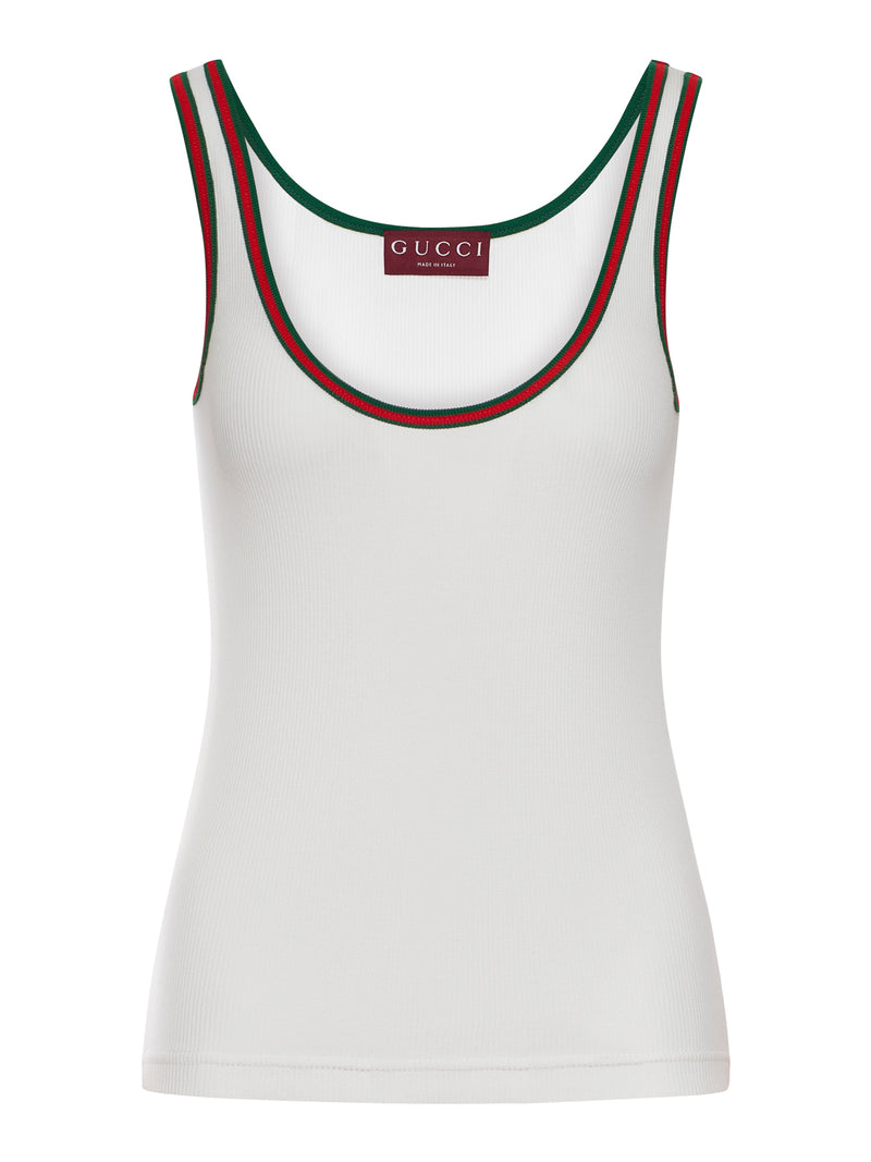 RIBBED COTTON TANK TOP WITH WEB