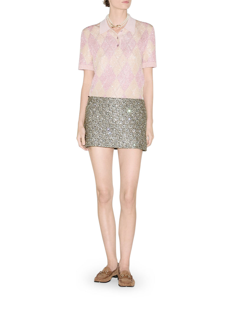 EMBROIDERED MINI SKIRT IN WOOL TWEED GG