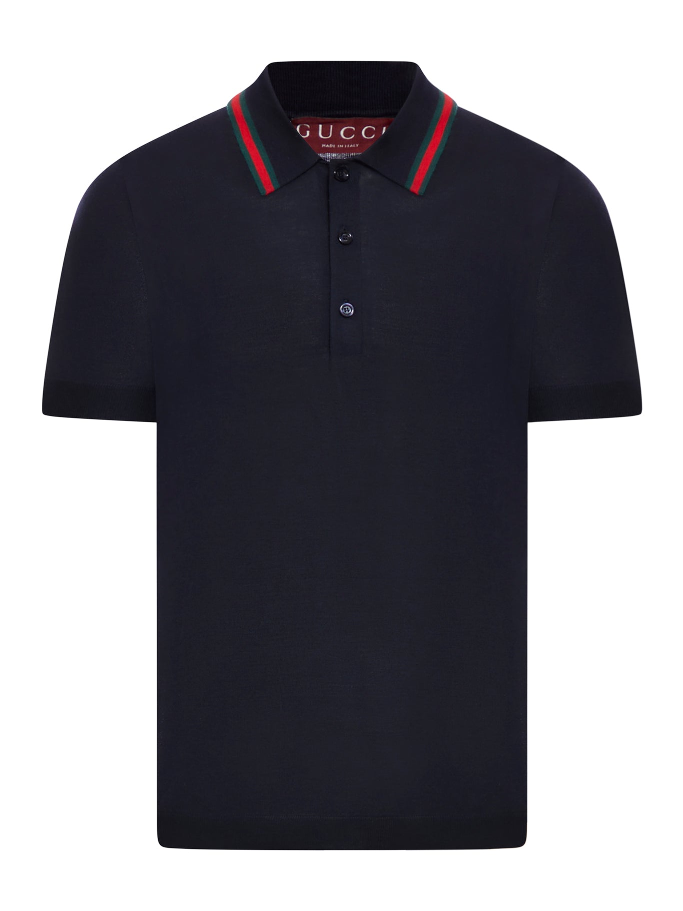 KNITTED WOOL POLO WITH WEB PATTERN