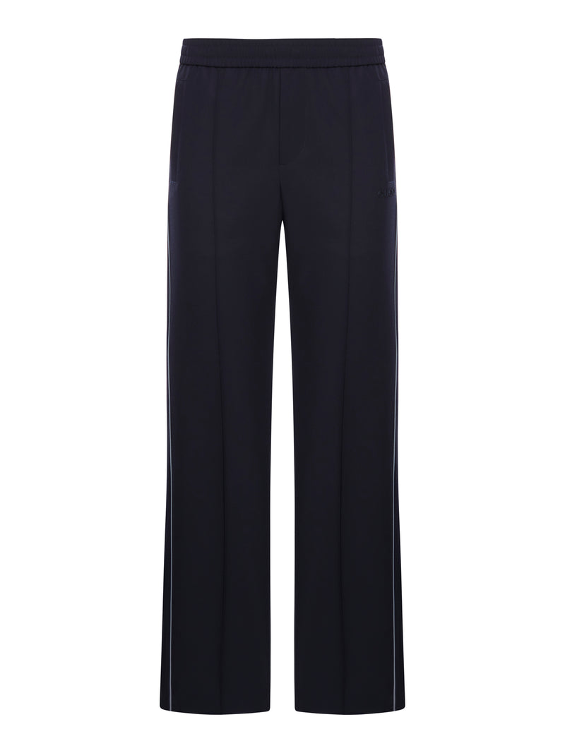 WOOL TWILL EMBROIDERED TROUSERS