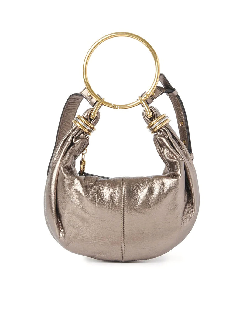 BRACELET HOBO BAG SMALL IN METALLIC LEATHER