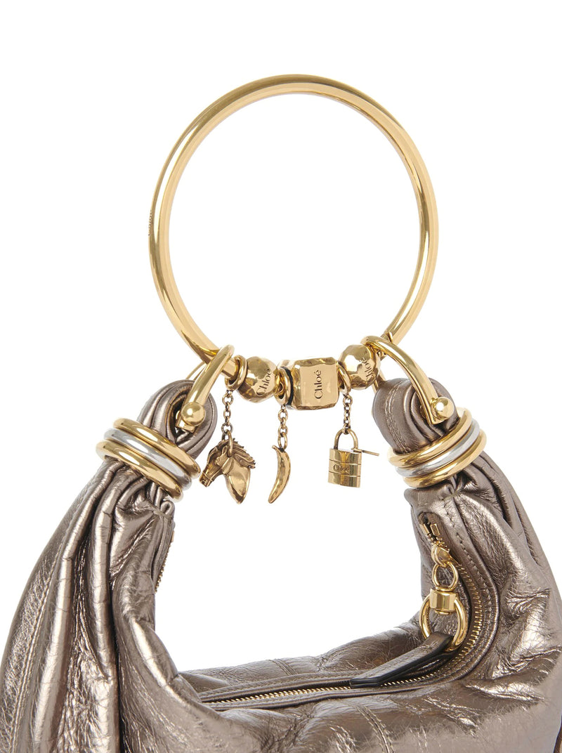 BRACELET HOBO BAG SMALL IN METALLIC LEATHER