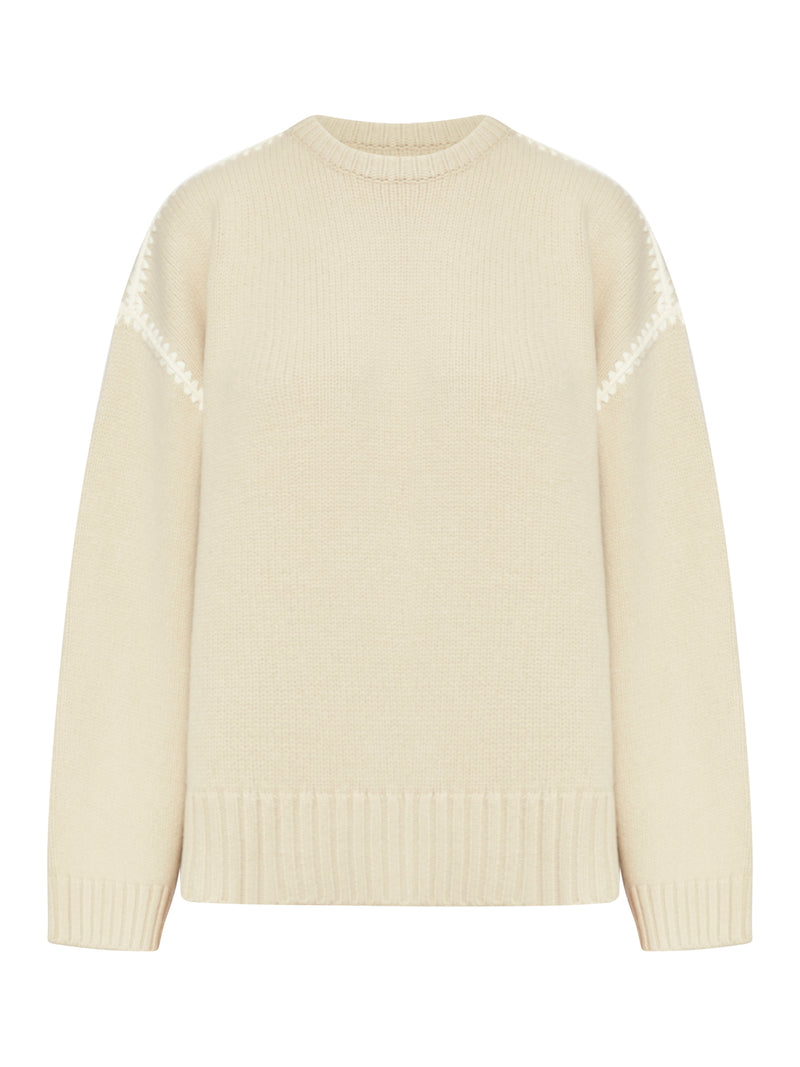 Embroidered wool cashmere knit harvest