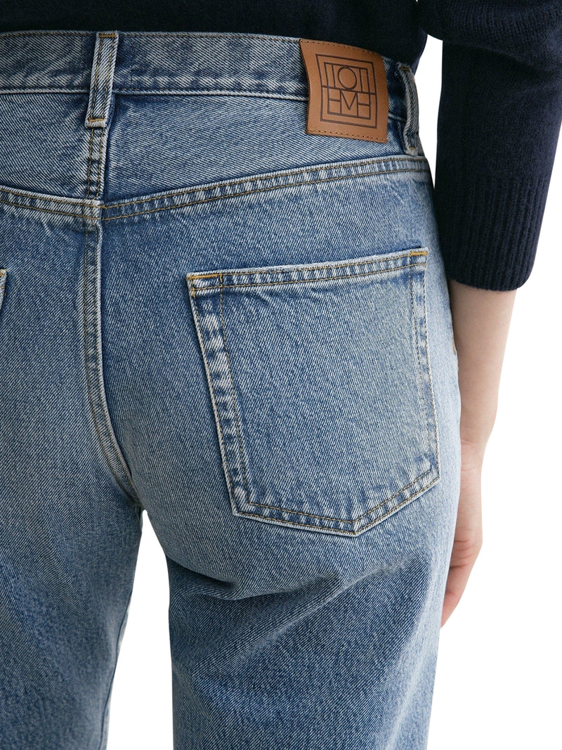 Twisted seam denim worn blue