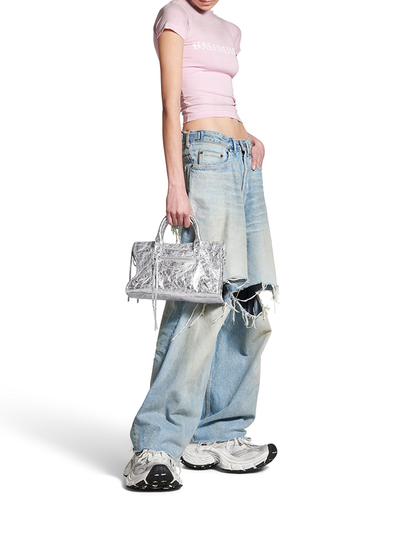 LE CITY SMALL METALLIC WOMEN`S BAG IN SILVER