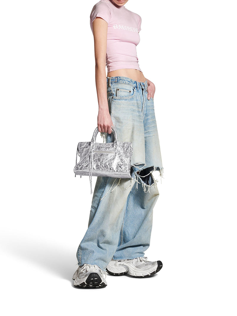 LE CITY SMALL METALLIC WOMEN`S BAG IN SILVER